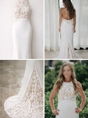 White Halter Sleeveless Wedding Gown